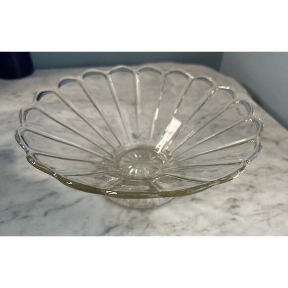 Vintage Colonial Style Paneled Glass Footed Serving Dish Bowl Imperial Glass ? - Picture 3 of 12